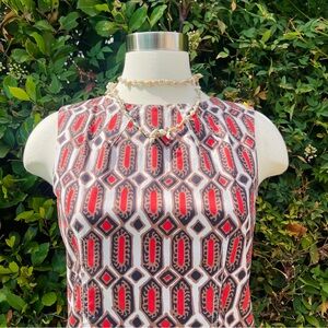 Talbots Geometric Red and Black Sleeveless 4P Mini Dress